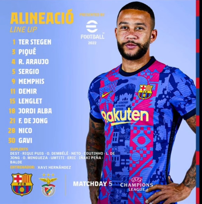 PAMIĘTNA KADRA BARCY na mecz LM z Benficą za Xaviego :D